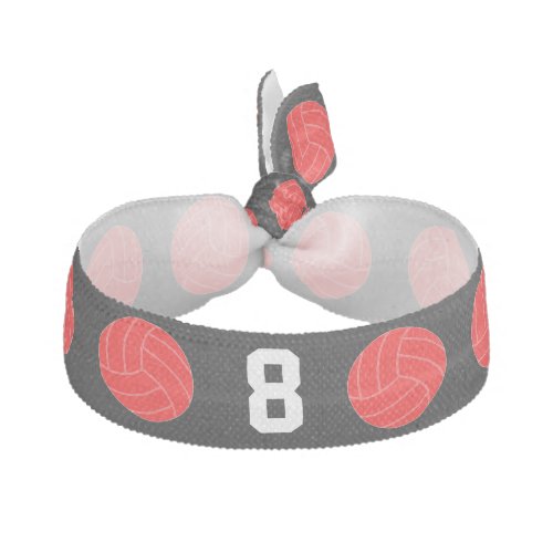 Red Volleyball Team Custom Player Jersey Number Elastic Hair Tie