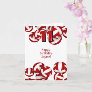 red volleyballs kids sports happy birthday card
