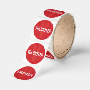 Red Volunteer Badge Classic Round Sticker