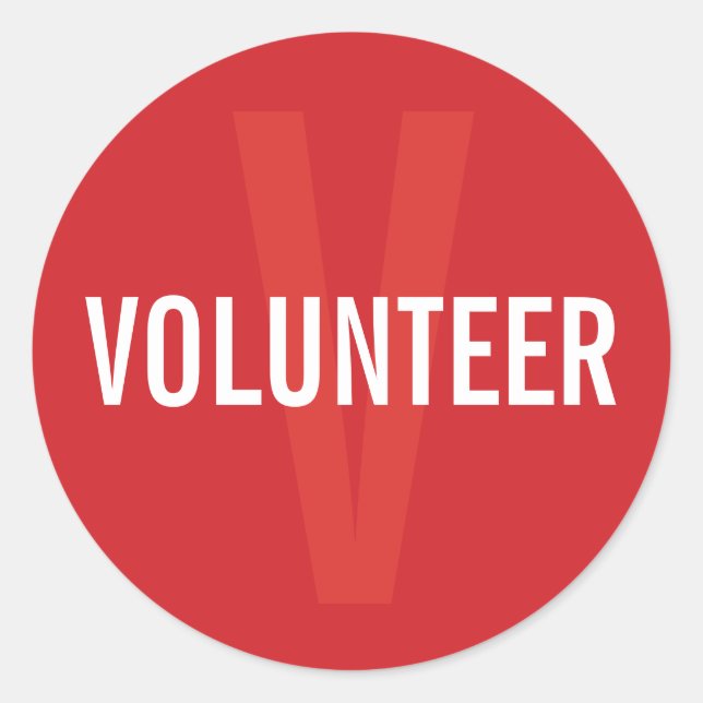 Red Volunteer Badge Classic Round Sticker (Front)