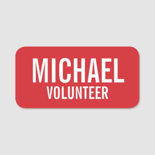 Red Volunteer Badge with Custom Name