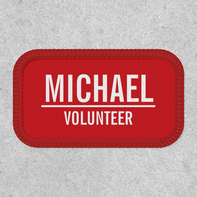 Red Volunteer Patch with Custom Name (Front)