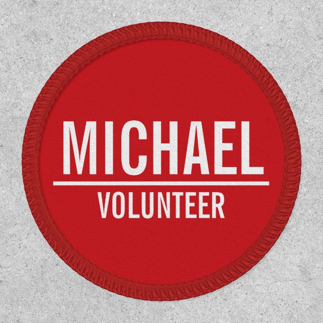 Red Volunteer Patch with Custom Name (Front)