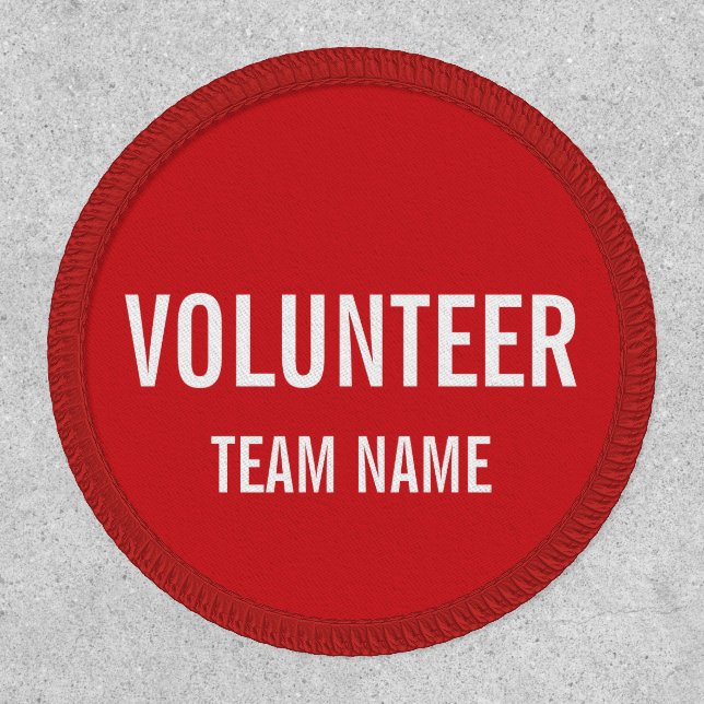 Red Volunteer Patch with Custom Team Name (Front)