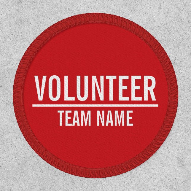 Red Volunteer Patch with Custom Team Name (Front)