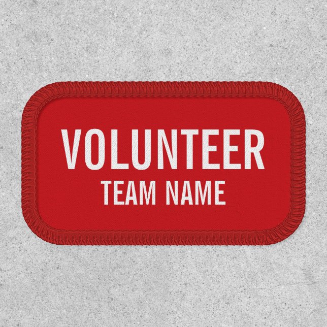 Red Volunteer Patch with Custom Team Name (Front)