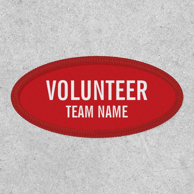 Red Volunteer Patch with Custom Team Name (Front)