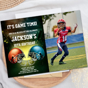 Red vs Blue Football Birthday Invitations w photo