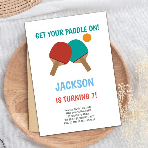 Red vs Green Ping Pong Birthday Invitations