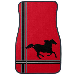 Red w/Black Black, Grey Striping on Car Floor Mat