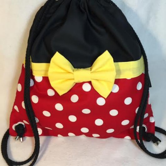 Red w/White Polka Dots Drawstring Backpack (Front)