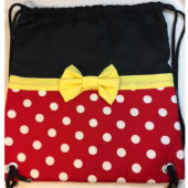 Red w/White Polka Dots Drawstring Backpack (Front Flattened)