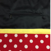 Red w/White Polka Dots Drawstring Backpack (Back Zip Pocket)
