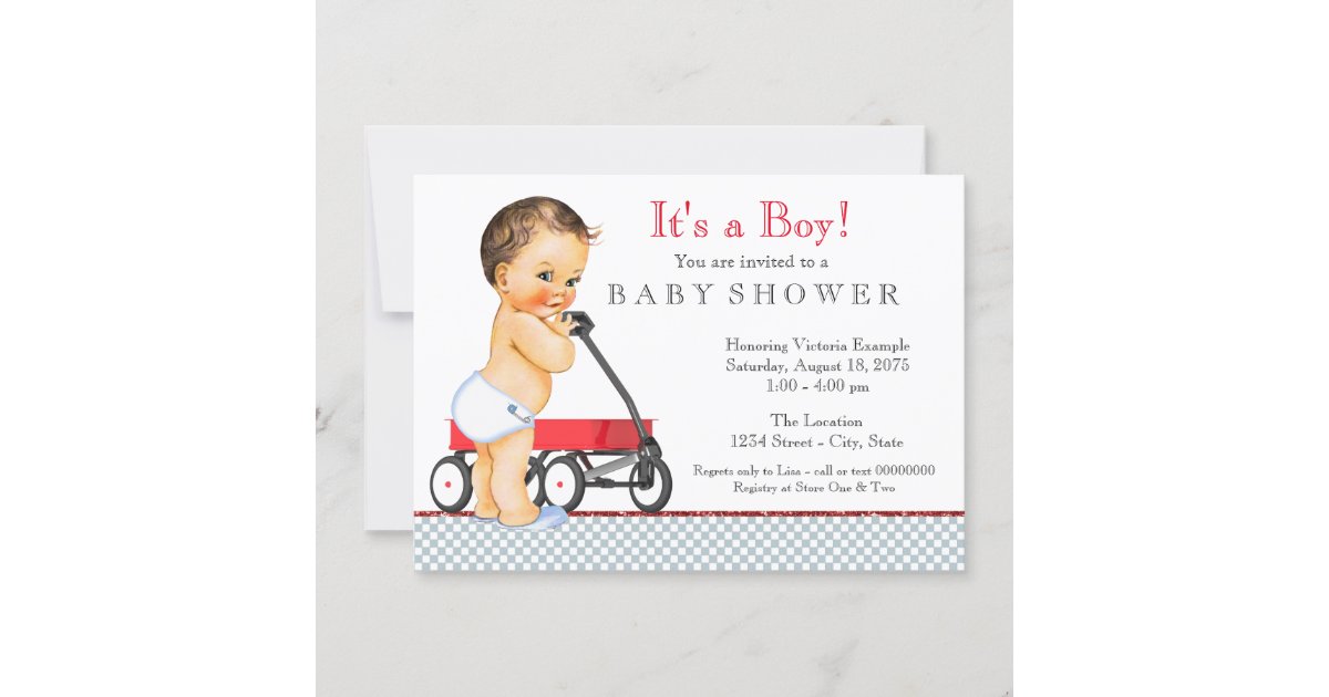 Red Wagon Baby Shower Invitations  Red Wagon Themed Baby Shower Invites