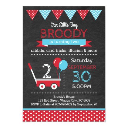 Red Wagon Birthday Invitation