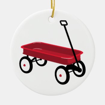 Red Wagon Ceramic Ornament by HopscotchDesigns at Zazzle