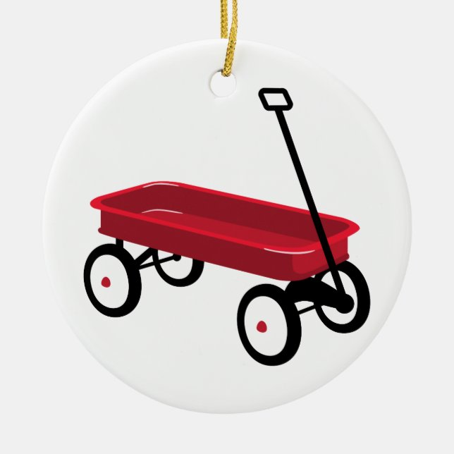 Red Wagon Ceramic Ornament (Front)