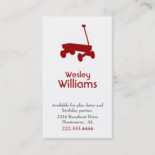 Red Wagon Children Play Date Card
