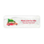 Red Wagon Christmas Watercolor Return Address Label