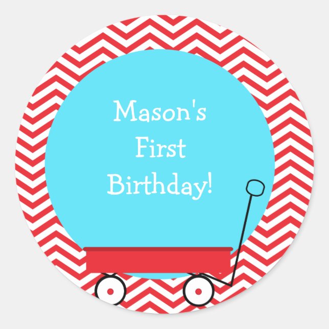 Red Wagon Favor Stickers (Front)