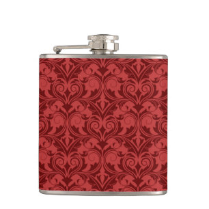 Red Wallpaper Hip Flask