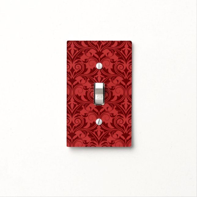 Red Wallpaper Light Switch Cover (In Situ)