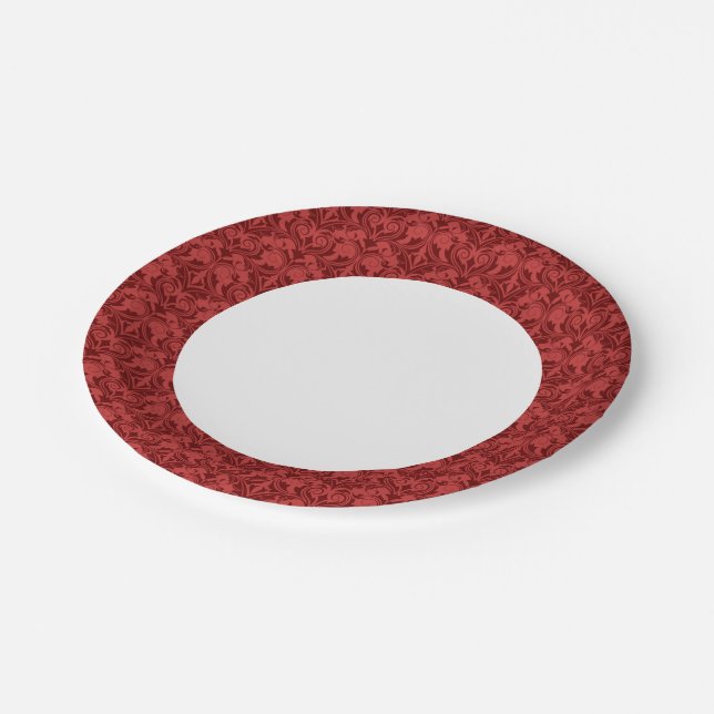 Red Wallpaper Paper Plates (Angled)