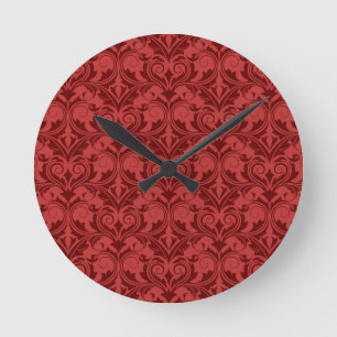 Red Wallpaper Round Clock