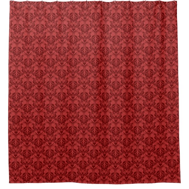 Red Wallpaper Shower Curtain (Front)