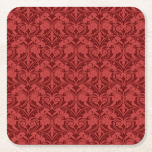 Red Wallpaper Square Paper Coaster