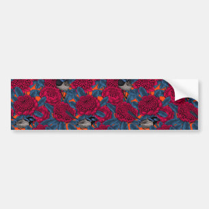 Red waratah and fairy wrens bumper sticker
