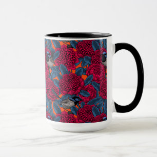 Red waratah and fairy wrens mug