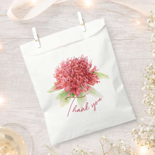 Red waratah botanical thank you wedding  favor bag