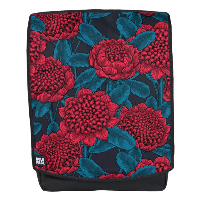 Red waratah flowers backpack (Front)