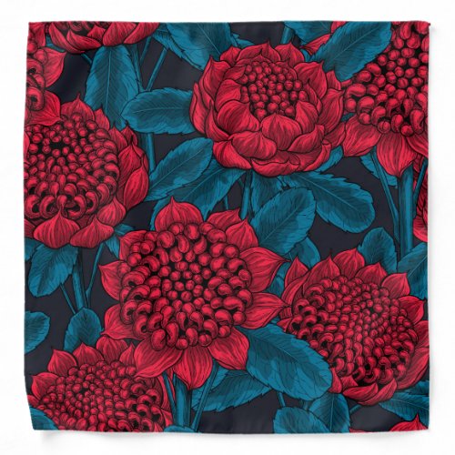 Red waratah flowers bandana