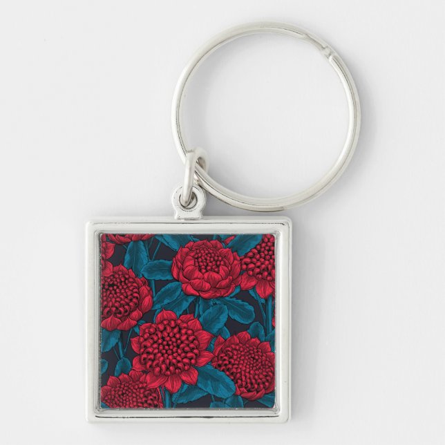 Red waratah flowers keychain (Front)