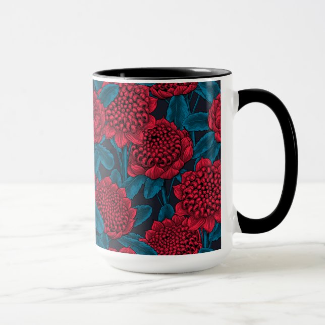 Red waratah flowers mug (Right)