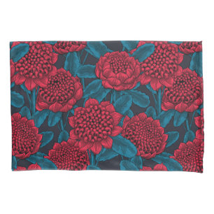 Red waratah flowers pillow case