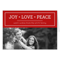 Red Warm Wishes Joy Love Peace Holiday Photo Card