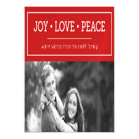 Red Warm Wishes Joy Love Peace Holiday Photo Magnetic Card