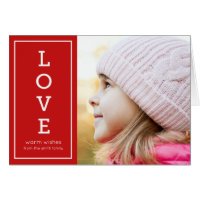 Red Warm Wishes Modern Love Holiday Photo Card