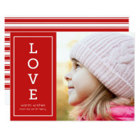Red Warm Wishes Modern Love Holiday Photo Card