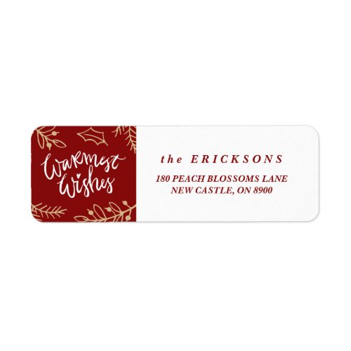 Red Warmest Wishes Calligraphy Holiday Labels