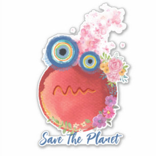 Red warming earth, Save The Planet Sticker