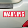 Red warning sign on durable vinyl sticker | Zazzle