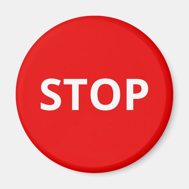 Red Warning Stop Sign Custom Text Magnet (Front)