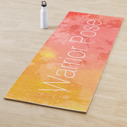 Red Warrior Pose Mountain Pose Watercolor Abstract Yoga Mat