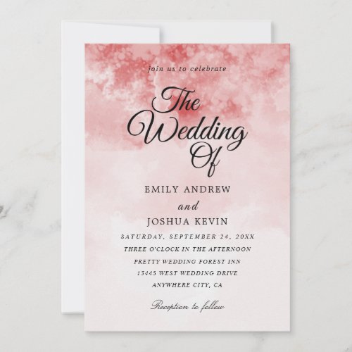 red wash watercolor wedding invitations 