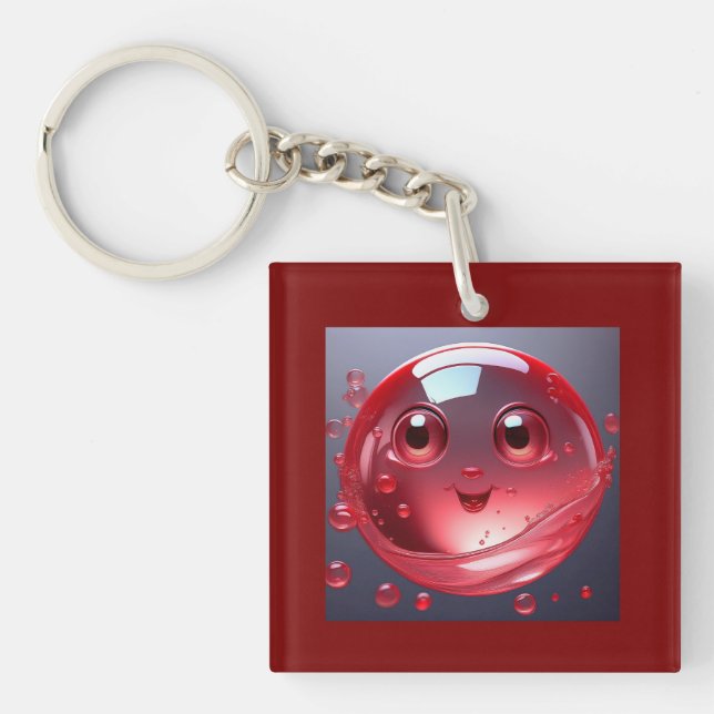 Red Water Bubble Emoji Keychain (Front)