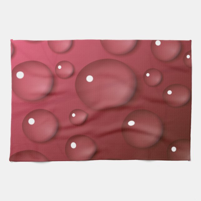 Red Water Drop Pattern Towel (Horizontal)